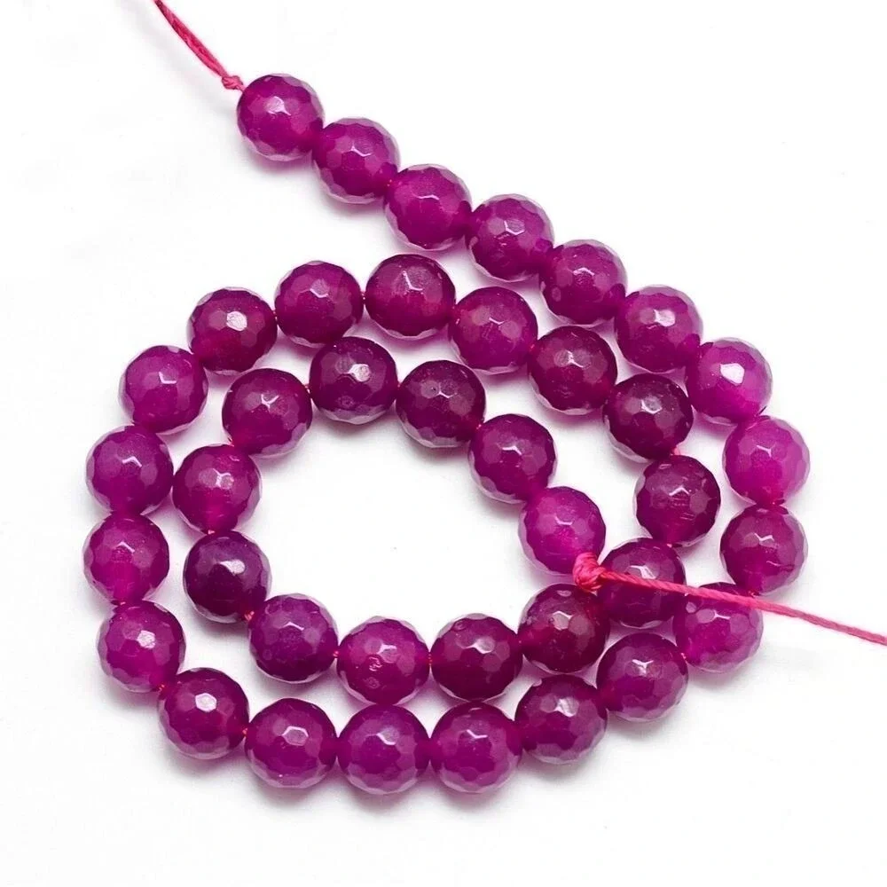 6MM Faceted Violet‎ Red Jade Beads-ONE Gemstone Bead Strand-Jewelry Crafts NWT